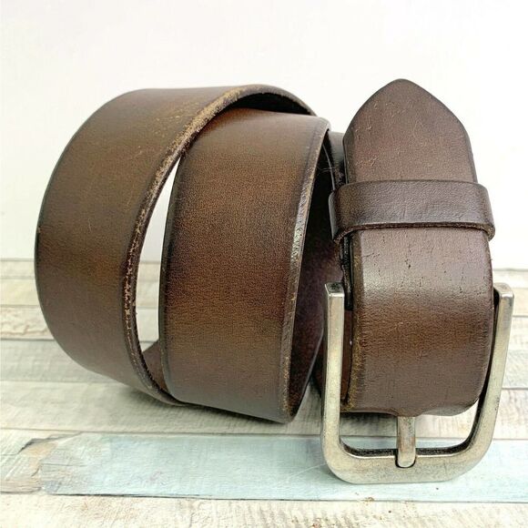 BROWN GENUINE LEATHER 1.5"Wd CASUAL MEN'S BELT Sz 34/85 (X22 - Picture 1 of 8